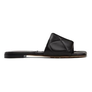 Bottega Veneta Black Lido Leather Flat Sandals, 41